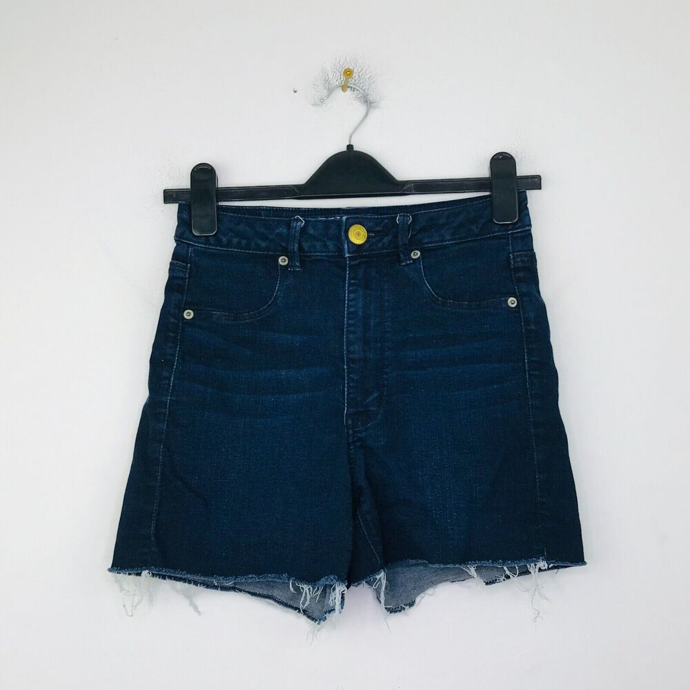 American Eagle Women's 6 Denim Shorts Blue Dark Wash Super Stretch High Rise CE4